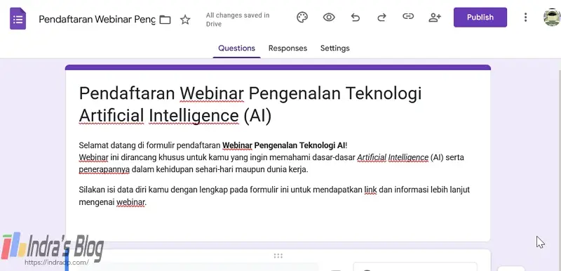 membuat judul di google form