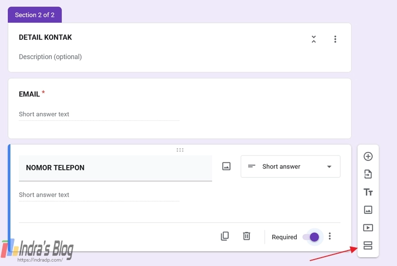 section di Google Form