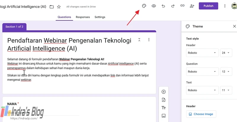kustomisasi Google Form