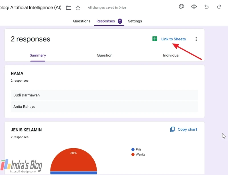 Google Form ke Google Sheets